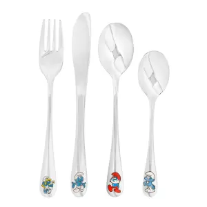 Bestickset Smurfarna i rostfritt stål 4-delar